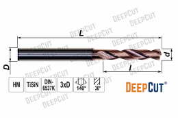 Сверло по металлу твердосплавное 3.6 мм Deepcut SD3X036D4 (3xD TiSiN DIN6537K)