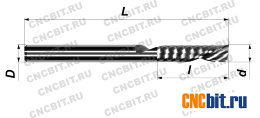 Фреза спиральная твердосплавная однозаходная с удалением стружки вниз CNCBIT.RU-1LXD3104-55