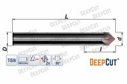 Фреза для снятия фасок твердосплавная 3 мм 90° Deepcut D90CM003 (Z=4, TiSiN)