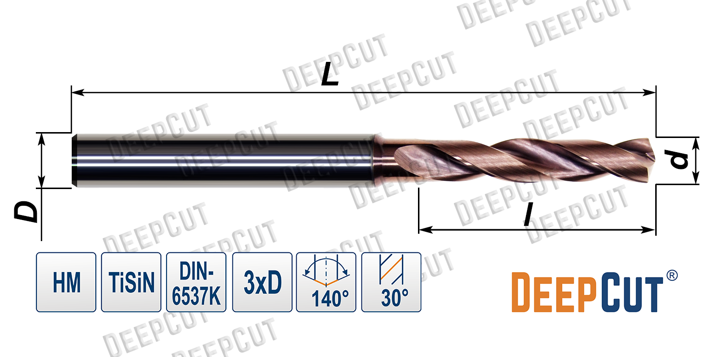 Сверла твердосплавные SD3X (3xD)