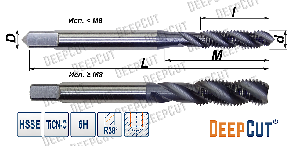 Метчики HSSE спиральные общего назначения