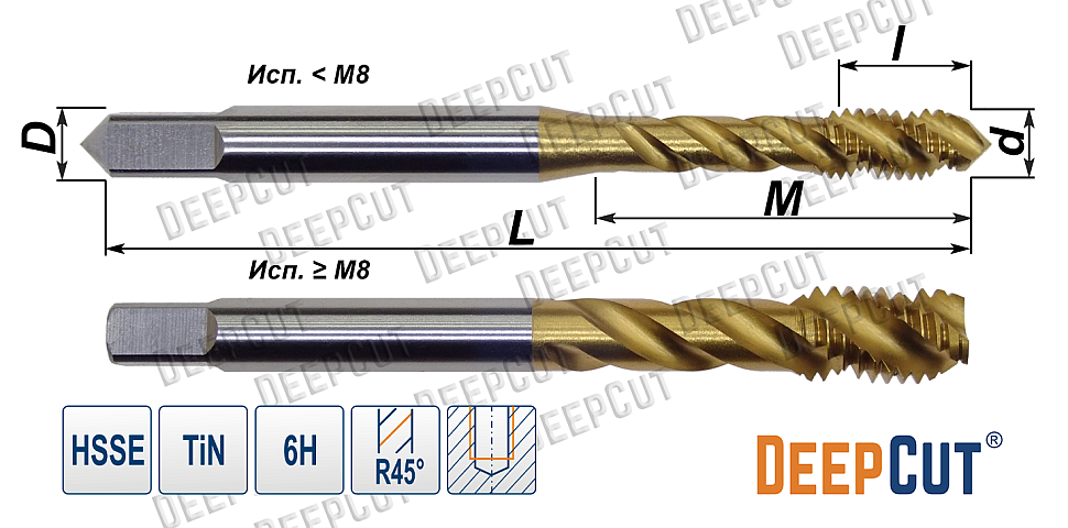 Метчики HSSE SUS для нержавеющей стали