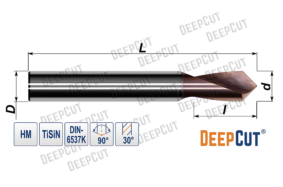 Сверло центровочное твердосплавное 8.0 мм 90 град Deepcut D90NCPD008 TiSiN Сверло центровочное твердосплавное 8.0 мм 90 град Deepcut D90NCPD008 TiSiN - Сверло центровочное твердосплавное 8.0 мм 90 град Deepcut D90NCPD008 TiSiN