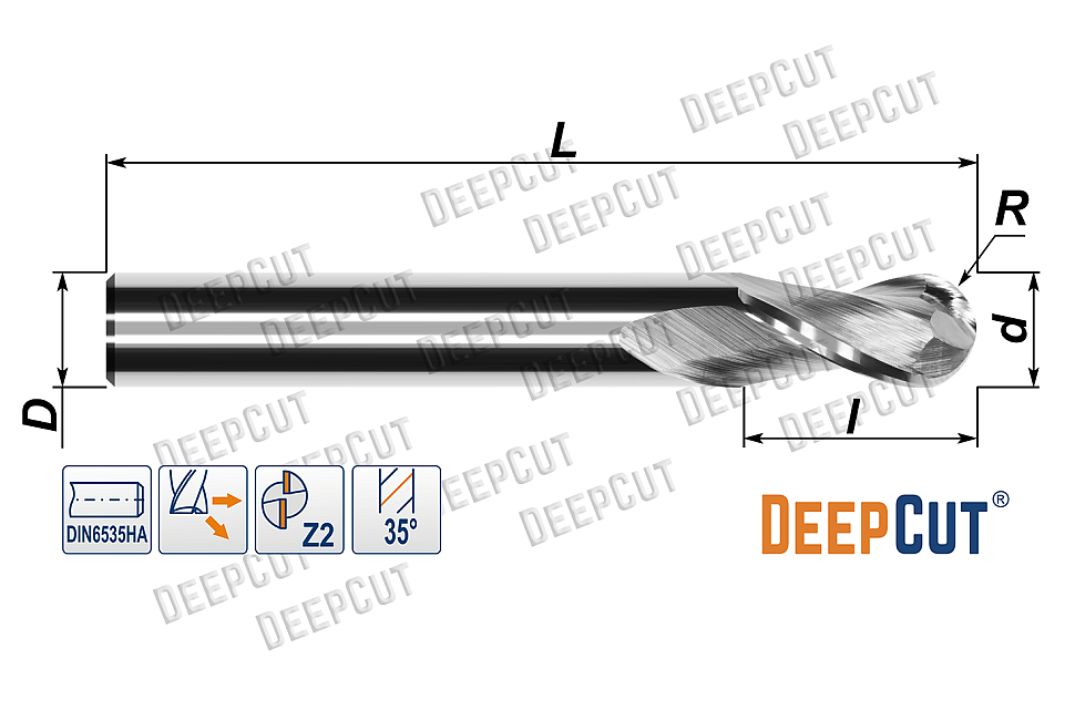 Фреза сферическая 4 мм по алюминию ALB04008D0450F2 (Z=2, 35°, ц/х, без покрытия) Фреза сферическая 4 мм по алюминию ALB04008D0450F2 (Z=2, 35°, ц/х, без покрытия) - Фреза сферическая 4 мм по алюминию ALB04008D0450F2 (Z=2, 35°, ц/х, без покрытия)