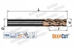 Фреза концевая 8 мм твердосплавная D550S0835D08100F4 (Z=4, 35°, ц/х, TiSiN)