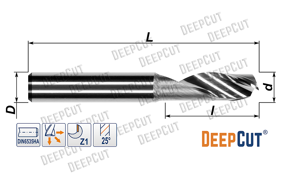 Фреза концевая 2 мм по алюминию AL02006D3138F1 (Z=1, 25°, ц/х, без покрытия) - Фреза концевая 2 мм по алюминию AL02006D3138F1 (Z=1, 25°, ц/х, без покрытия)