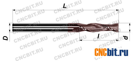 Фреза твердосплавная спиральная двухзаходная HWE01006D3140F2K с покрытием AlTiCrN - Фреза твердосплавная спиральная двухзаходная HWE01006D3140F2K с покрытием AlTiCrN