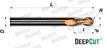 Фреза сферическая 2-х заходная с покрытием TiSiN D55B05010D0650F2 - Фреза сферическая 2-х заходная с покрытием TiSiN D55B05010D0650F2