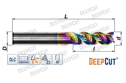 Фреза концевая 8 мм по алюминию DAL0830D0875F3D (Z=3, 45°, ц/х, DLC)
